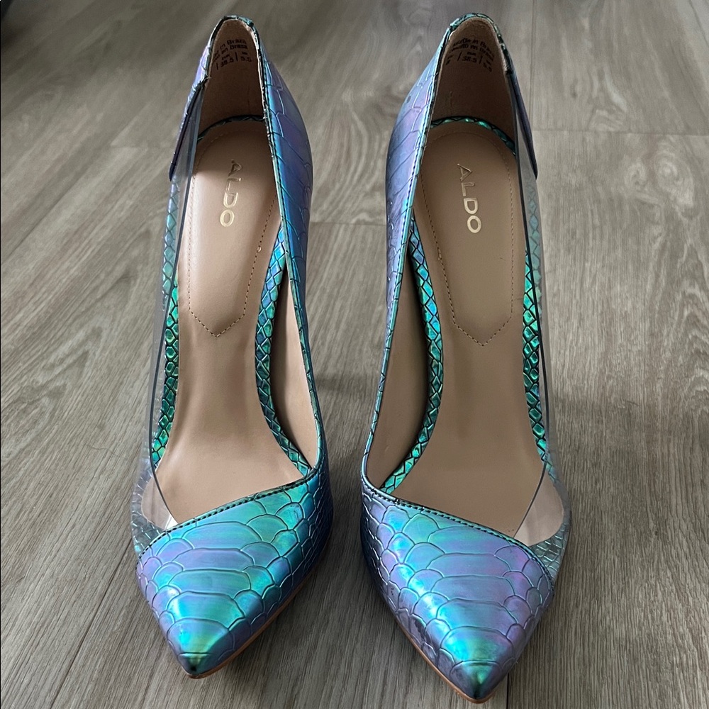 Aldo Shimmering Blue Heels